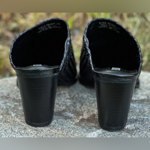 Black Woven Block Heel Mules - Picture 2 of 4
